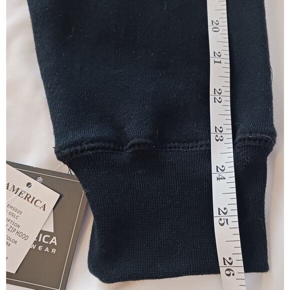 J. America Full Zip Hoodie Black U.S. Navy Retired Veteran Flag Embroidered NWT - Picture 3 of 6